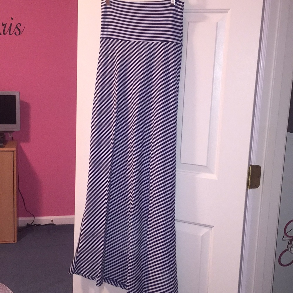 Blue and white stripped maxi skirt